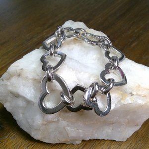 Sterling Silver Open Heart Heavy Bracelet